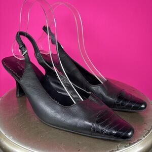 Liz Claiborne Tipper Black Leather Slingback Pump US 8